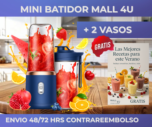 Mini Batidor con dos vasos y 6 aspas de Acero Inoxidable
